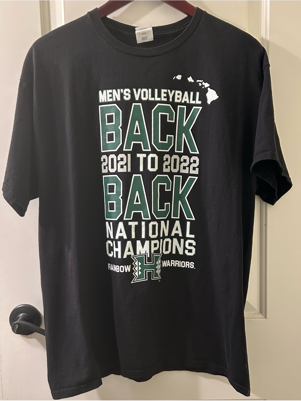 UNIVERSITY OF HAWAII Hanes Black Men’s Volleyball National Champions Tee, L